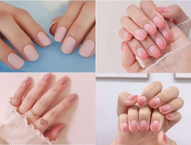 4 mẫu nail sơn màu hồng nhạt