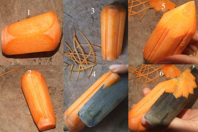 Các bước làm hoa cà rốt xoáy